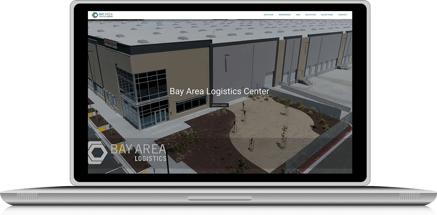 image of laptop displaying home page of bay area logistics website