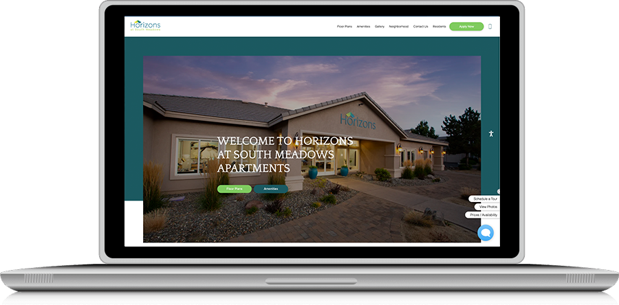 image of laptop displaying home page of horizons at south meadows