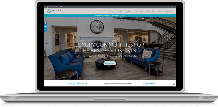 image of laptop displaying home page of the villas at stanford ranch